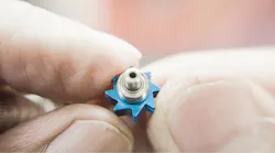 The blue color of this after-market turbine makes it easy to spot.