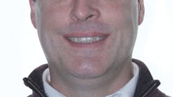 Figure 1: This man is a business executive with a significant esthetic challenge. These were the potential treatment plan alternatives discussed with the patient: Plan 1, Orthodontic treatment, enamel microabrasion on nos. 6&ndash;11, teeth whitening (no restorations) as determined by the enamel microabrasion, ceramic veneers as needed (IPS e.max lithium disilicate). Plan 2, Crowns on nos. 4&ndash;13 (IPS e.max, PFM, internally or externally stained full zirconia 3Y class 5, or zirconia with cubic class 4). Plan 3, Enamel microabrasion, teeth whitening, orthodontic treatment, no restorations. Plan 4, No treatment at all. After significant discussion and education, the patient denied orthodontics and selected lithium disilicate crowns (IPS e.max) on teeth nos. 4&ndash;13.