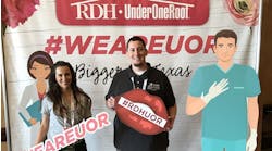 Michelle Strange, RDH, with her podcast cohost, Andrew Johnston, RDH, at the 2019 RDH Under One Roof conference
