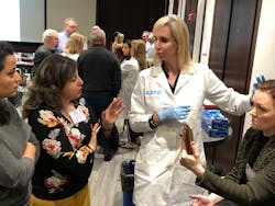 AAFE faculty member Amber Wiebe, DMD, teaches a Botox live-patient training course at ADA headquarters in 2019. AAFE faculty member Amber Wiebe, DMD, teaches a Botox live-patient training course at ADA headquarters in 2019.