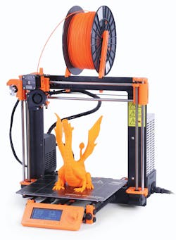 Figure 3: An FDM printer, such as this Prusa MK2, uses heated plastic on a spool. Figure 3: An FDM printer, such as this Prusa MK2, uses heated plastic on a spool.