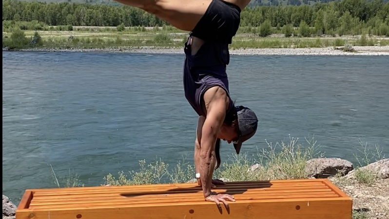 Dr. Walker showing off her ninja skills in the great outdoors.