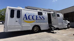 Class C-style mobile clinic with rear handicapped entrance