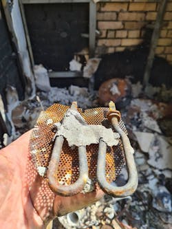 Burned instruments from Dr. Ihor Vovk&rsquo;s destroyed dental lab.