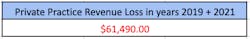 Table 6: Total financial loss in a theoretical private practice in 2019 and 2021 combined. Table 6: Total financial loss in a theoretical private practice in 2019 and 2021 combined.