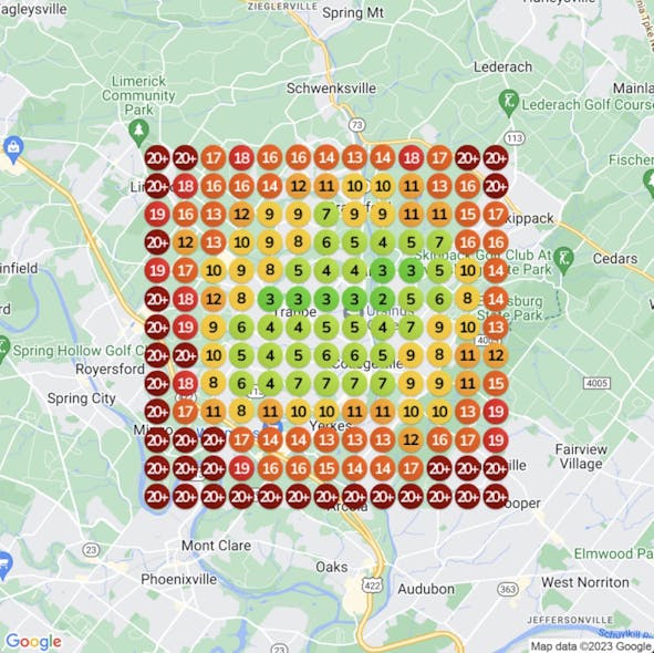 Google Heat Map for dental implants