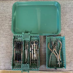 Figure 5: Instrument cassette opened and showing the storage capacity of my procedure tray. Both instrument cassettes are able to be placed into an ultrasonic and are sterilizable.
