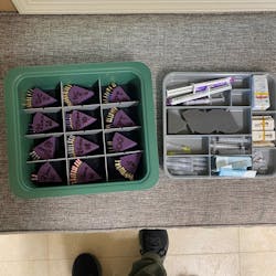Figure 6: One of two of my storage tubs showing the organization of my most commonly used hand and rotary files. Provides easy access for me or my assistant to grab extra hand files or next size of rotary instrumentation sequence.