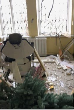 Dr. Kravchenko&rsquo;s dental office after a Russian missile strike.