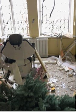 Dr. Kravchenko’s dental office after a Russian missile strike. Dr. Kravchenko’s dental office after a Russian missile strike.