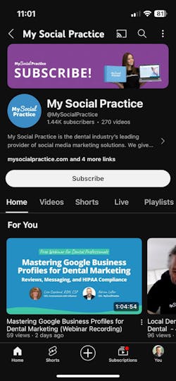 Figure 6: YouTube channel web page using adaptive design to optimize viewing on a mobile device. Figure 6: YouTube channel web page using adaptive design to optimize viewing on a mobile device.