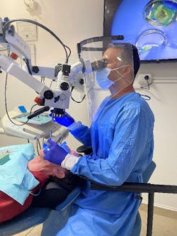 Figure 1: Dr. Juan Carlos Ortiz Hugues models neutral posture supported by an ergonomically designed stool. Figure 1: Dr. Juan Carlos Ortiz Hugues models neutral posture supported by an ergonomically designed stool.