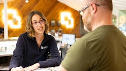 Katie reflects the dental practice's voice and brand in her interactions with patients at the front desk. Katie reflects the dental practice's voice and brand in her interactions with patients at the front desk.