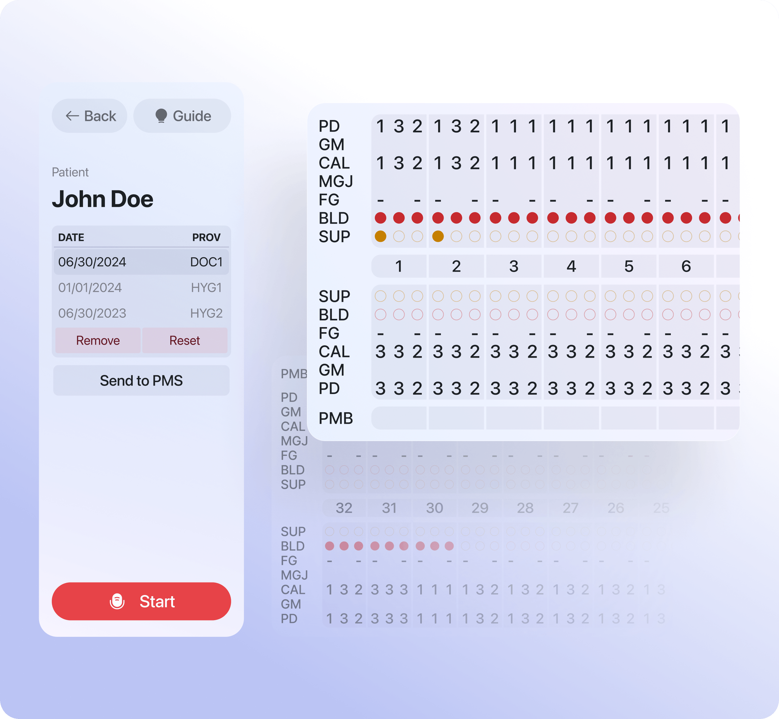 Example: DentalBee perio charting Example: DentalBee perio charting