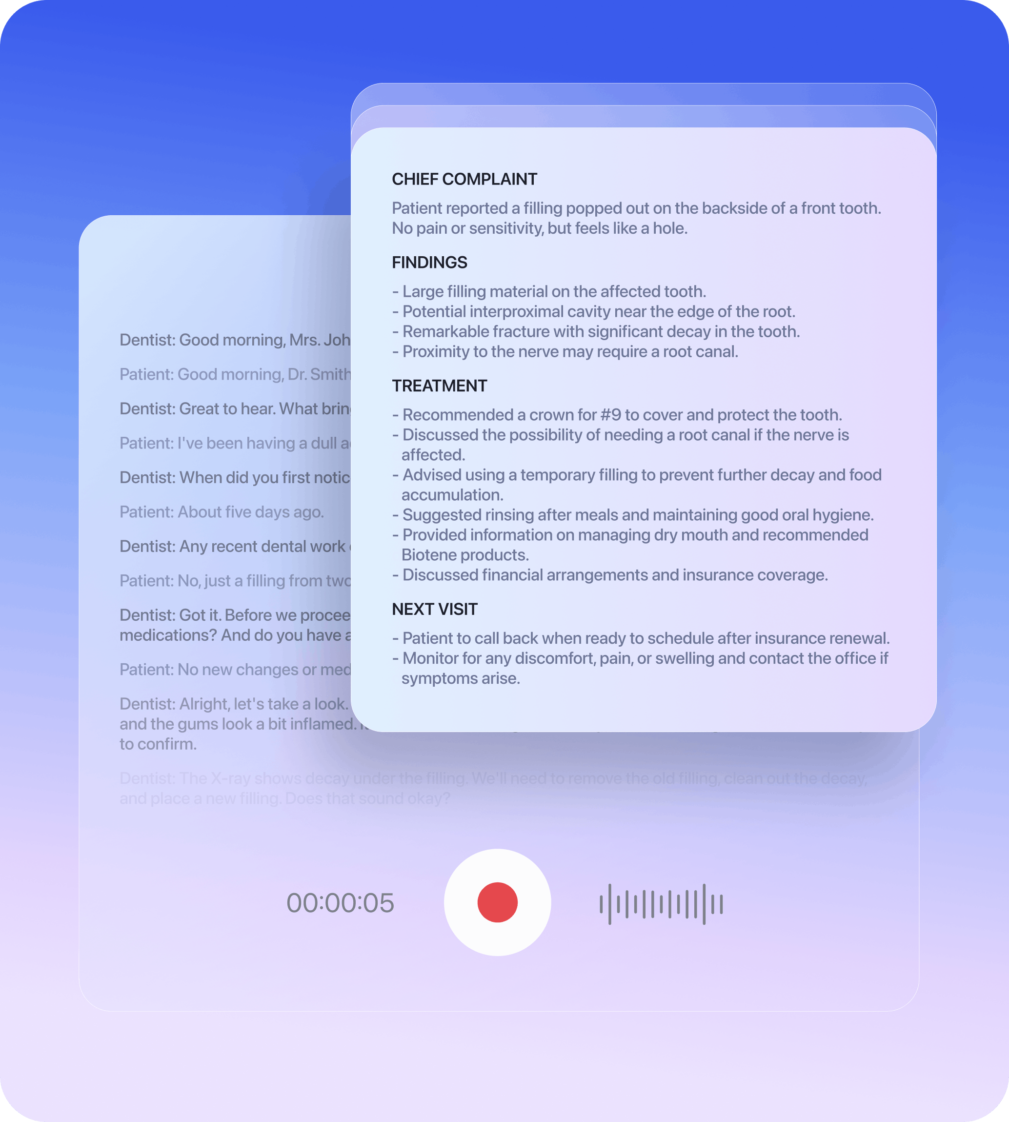 Example: DentalBee patient notes Example: DentalBee patient notes