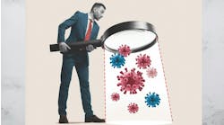 man_looking_at_bacteria_through_magnifying_glass man_looking_at_bacteria_through_magnifying_glass