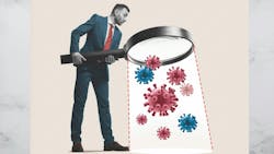 man_looking_at_bacteria_through_magnifying_glass man_looking_at_bacteria_through_magnifying_glass