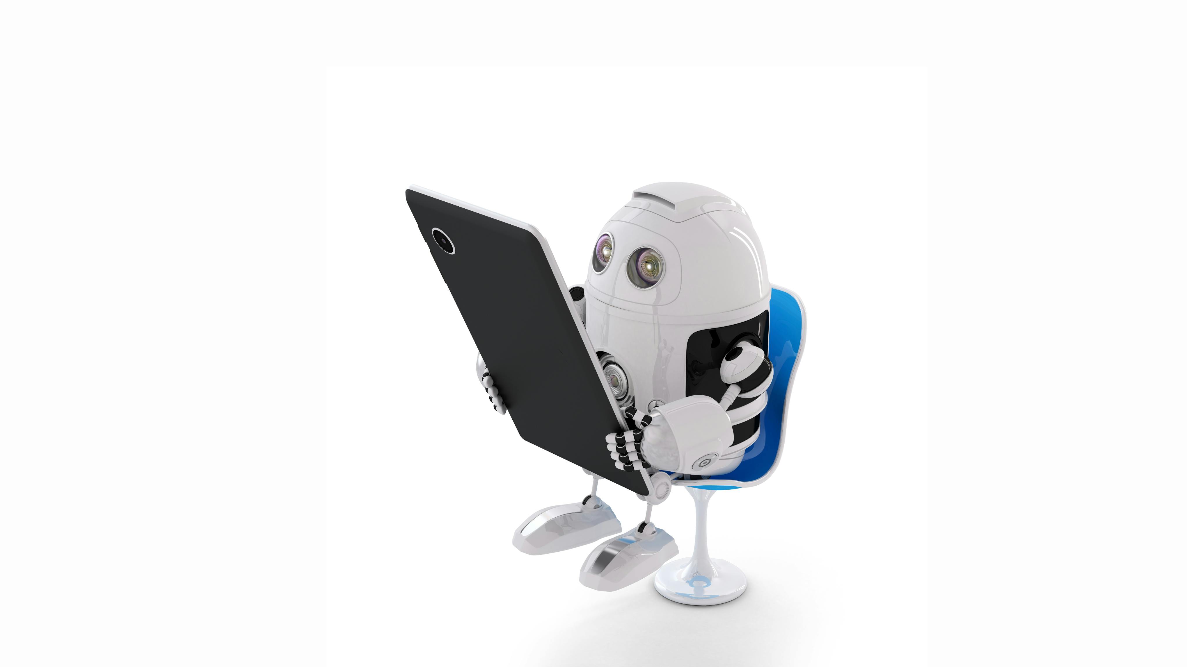 Robot holding tablet