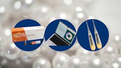 Three dental products on pearl background Three dental products on pearl background