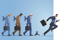 one man running away from the group one man running away from the group