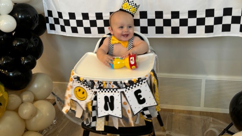 A baby celebrating his first birthday