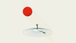 minimalist illustration of a person with upstretched hands and a big red circle representing joy in the air minimalist illustration of a person with upstretched hands and a big red circle representing joy in the air