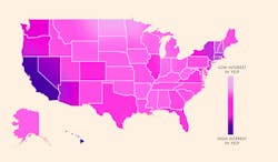 chart of the United States noting interest in Yelp chart of the United States noting interest in Yelp