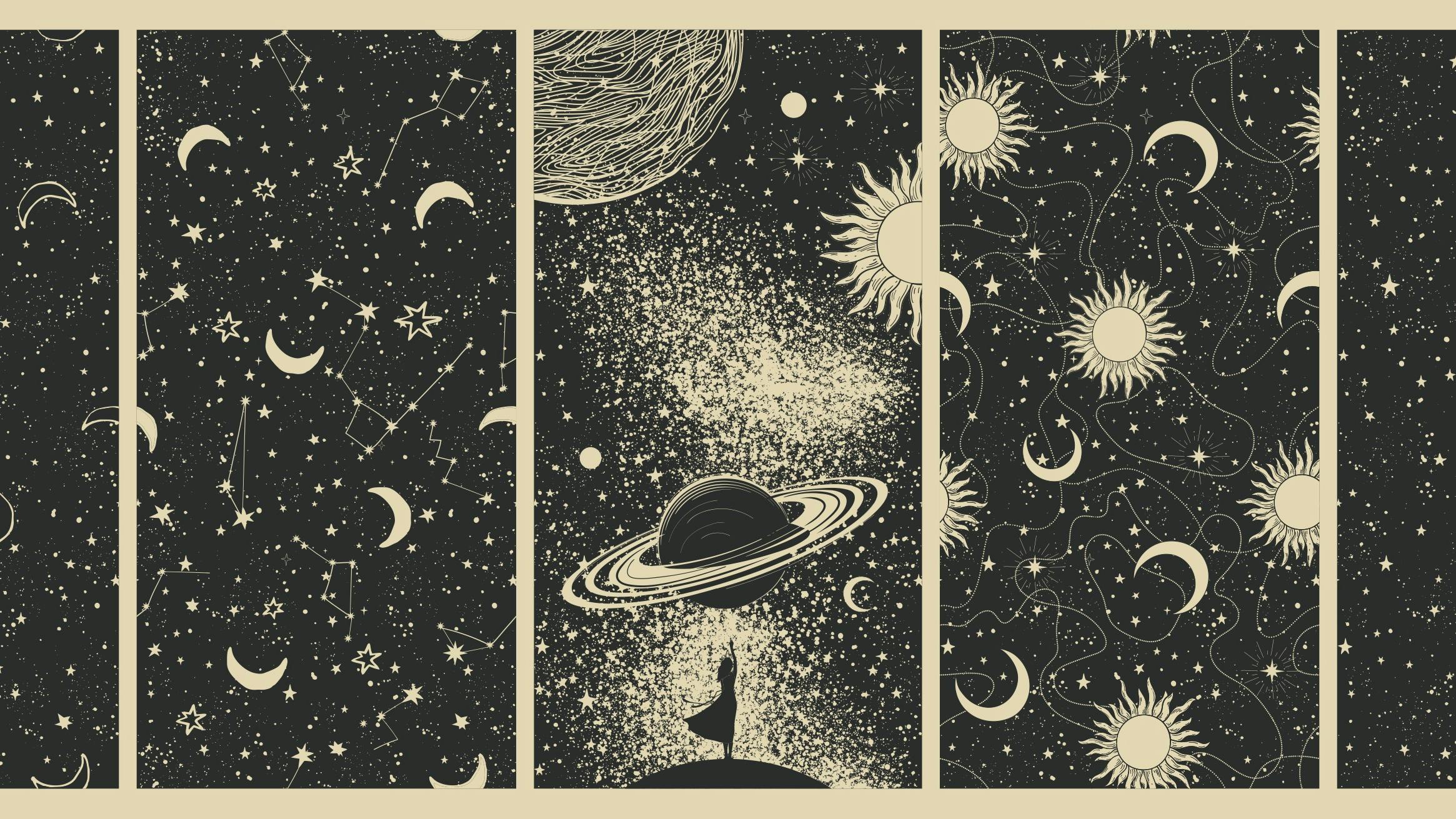 woman reaching for the stars and planets