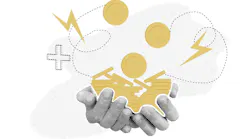 illustration of hands holding circles and lightening bolts representing various strategies and ideas