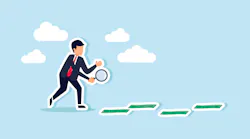 A businessman holding a magnifying glass investigating rows of dollar bills, an illustration of research to discover new and profitable revenue streams for the dental practice A businessman holding a magnifying glass investigating rows of dollar bills, an illustration of research to discover new and profitable revenue streams for the dental practice