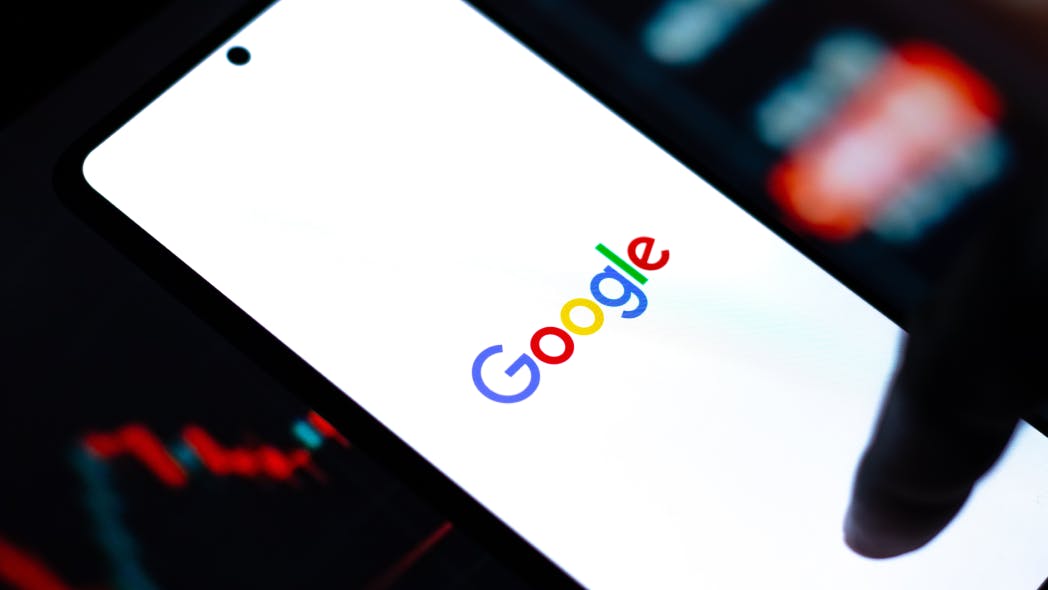 Smartphone showing Google app home screen