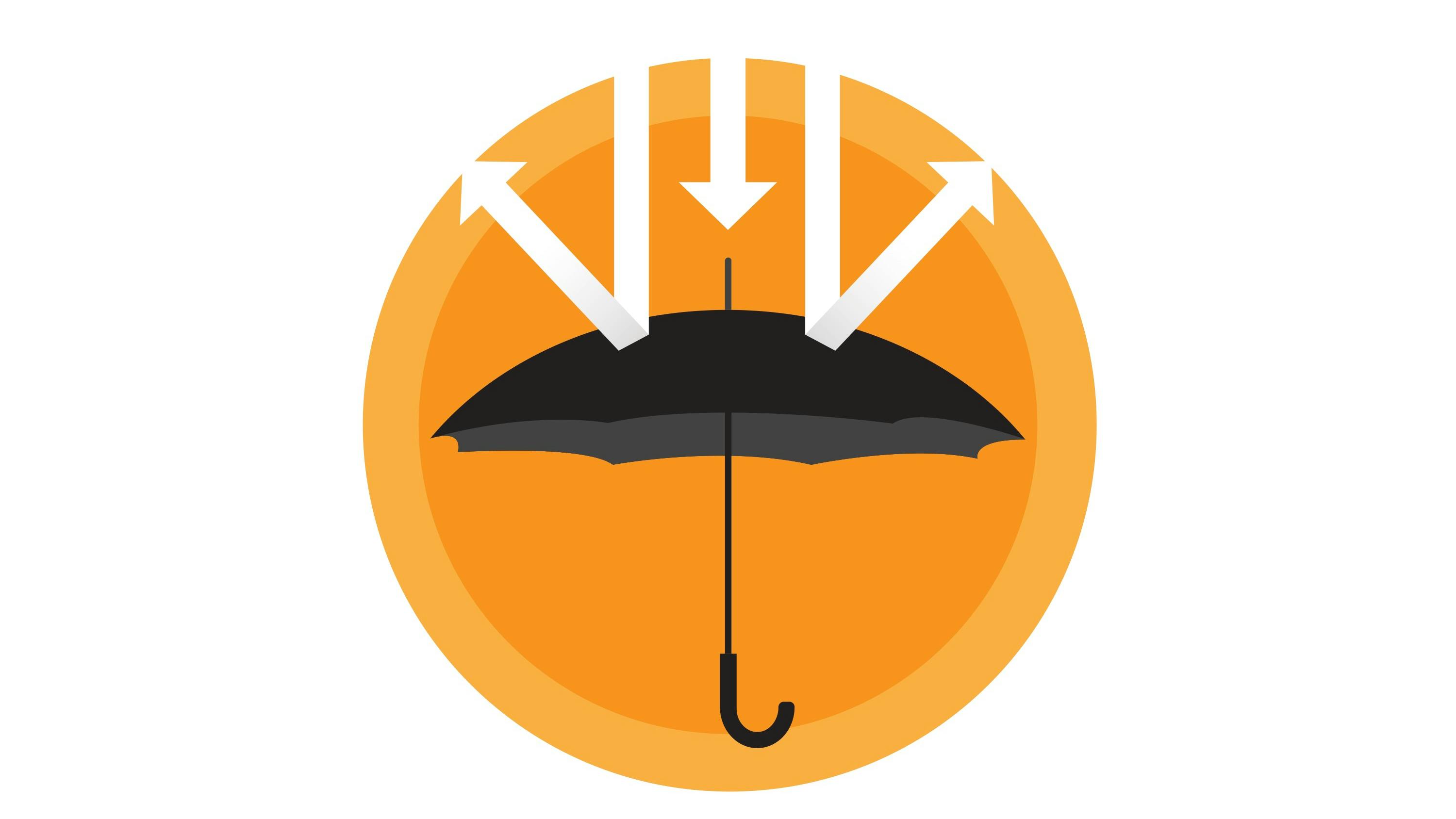 an illustration of an umbrella with arrows bouncing on and off it