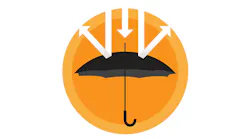 an illustration of an umbrella with arrows bouncing on and off it