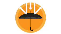 an illustration of an umbrella with arrows bouncing on and off it